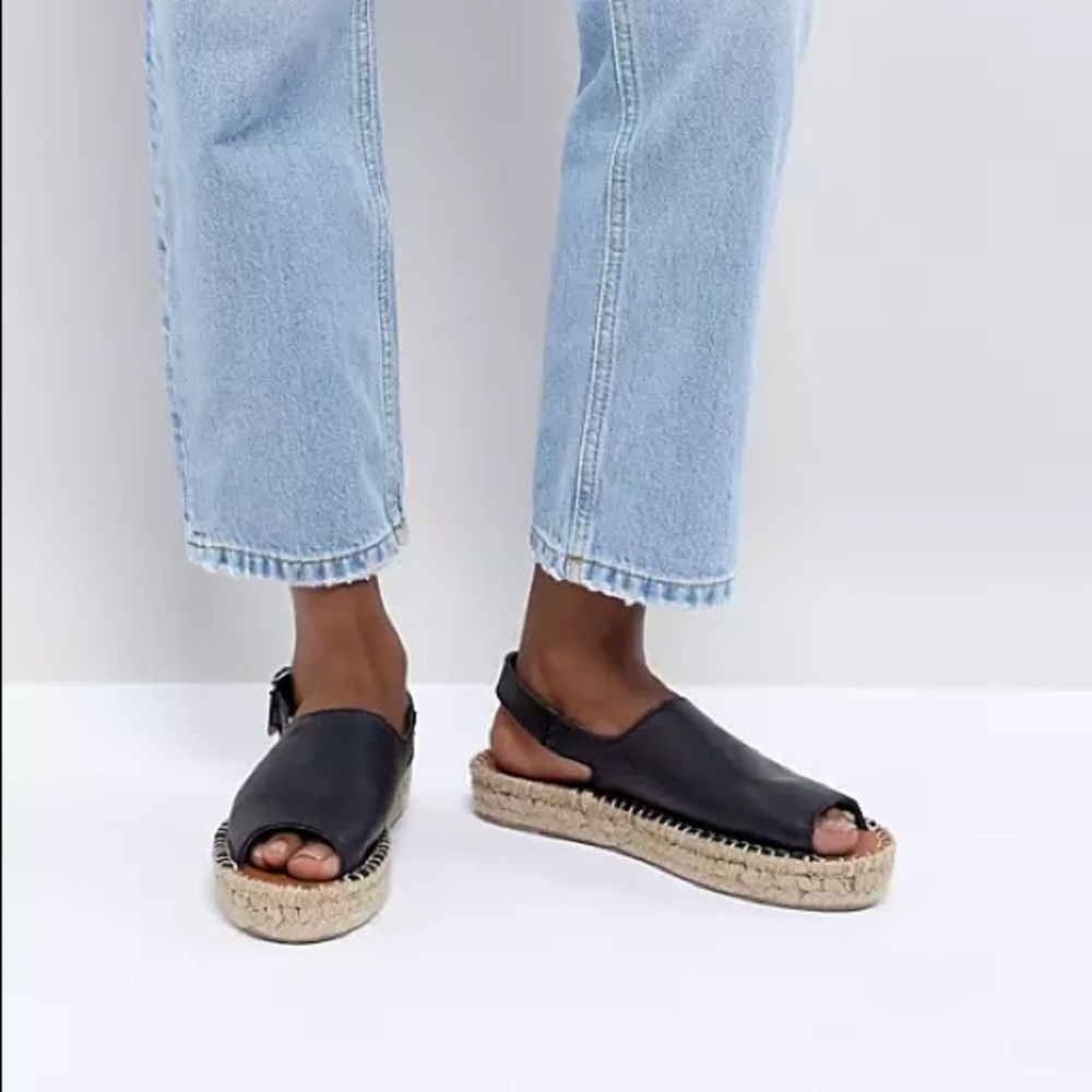 Alohas black leather espadrilles